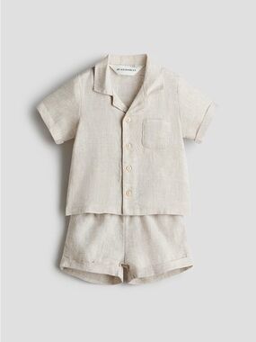 H&M Light Beige Linen Short Set